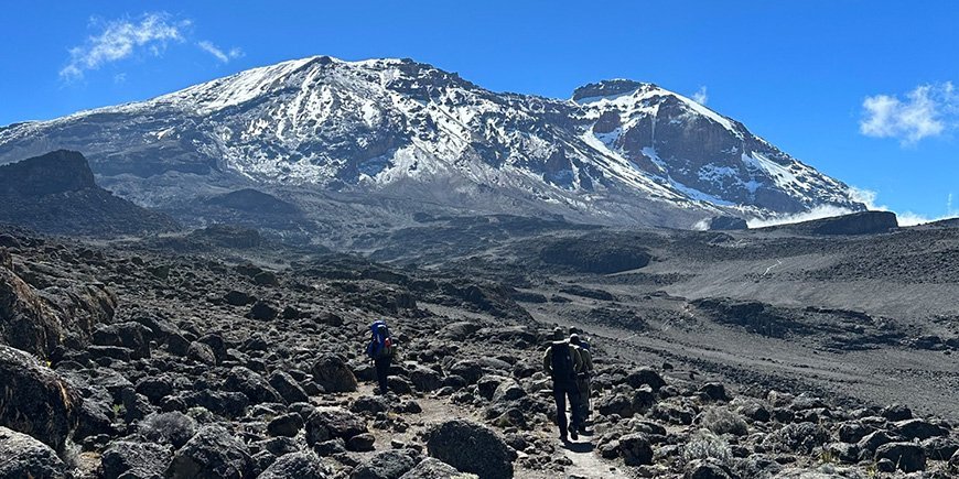 A group climbs Kilimanjaro