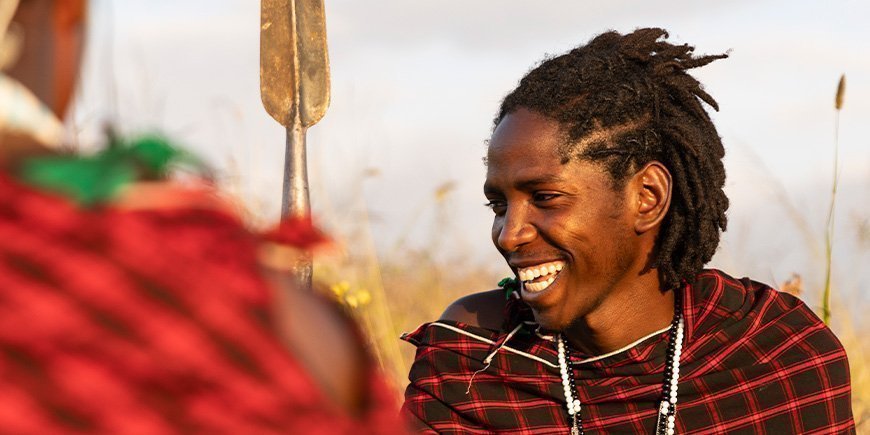 Portrait of Masai man at Osiligilai Maasai Lodge in Tanzania