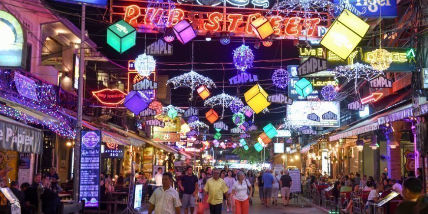 View of Pub Street in Cambodia