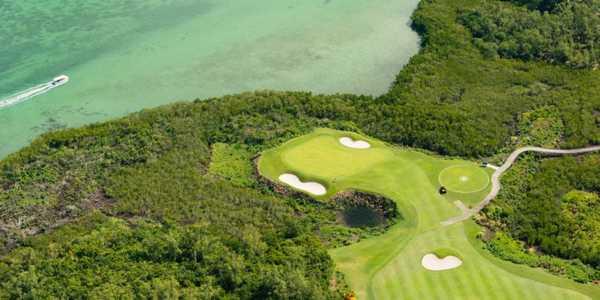 Golf course in Mauritius from above