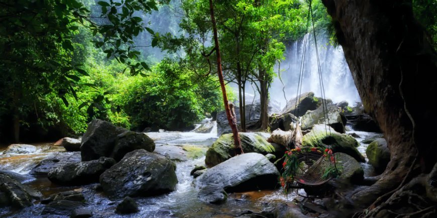 Waterfall at Phnom Kulen Mountain