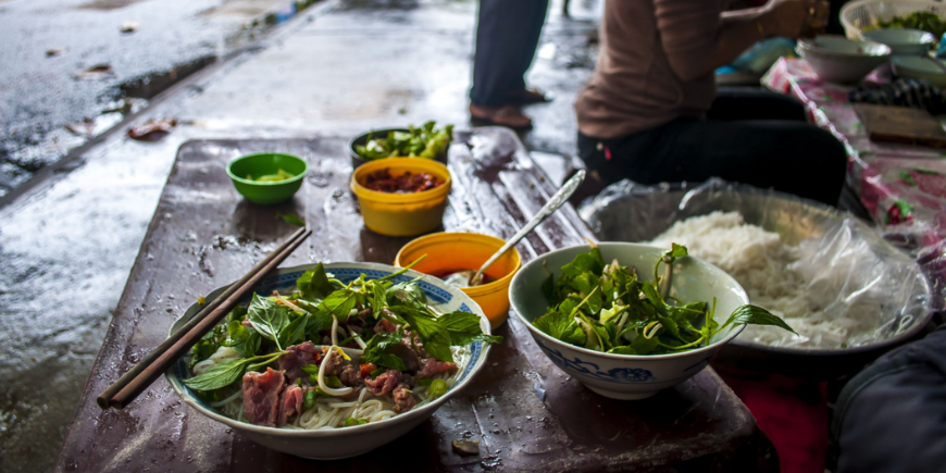 Vietnamese pho on the street in Hanoi