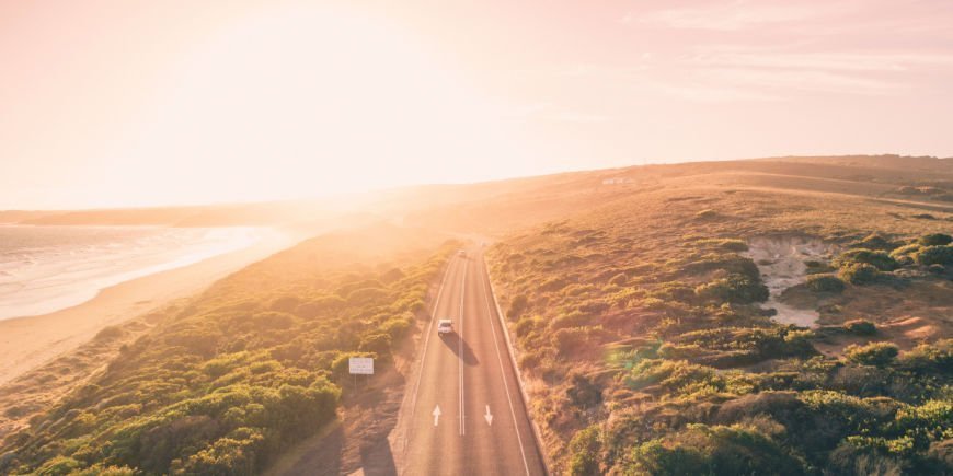 Summer sunset over the Great Ocean Road 