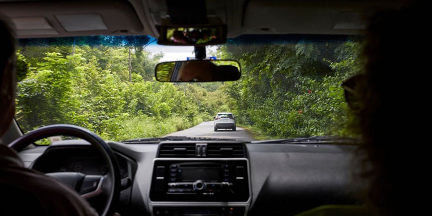 Family in a car in Costa Rica