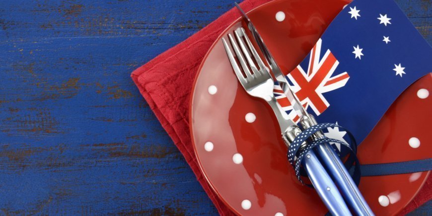 plate and napkin with australian flag