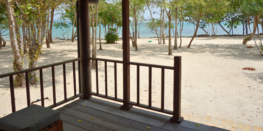 View from the veranda of the beach villa at Green Bay Resort in Phu Quoc