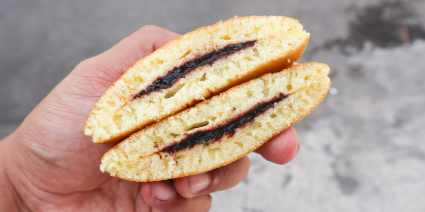 Person holding dorayaki pancakes 