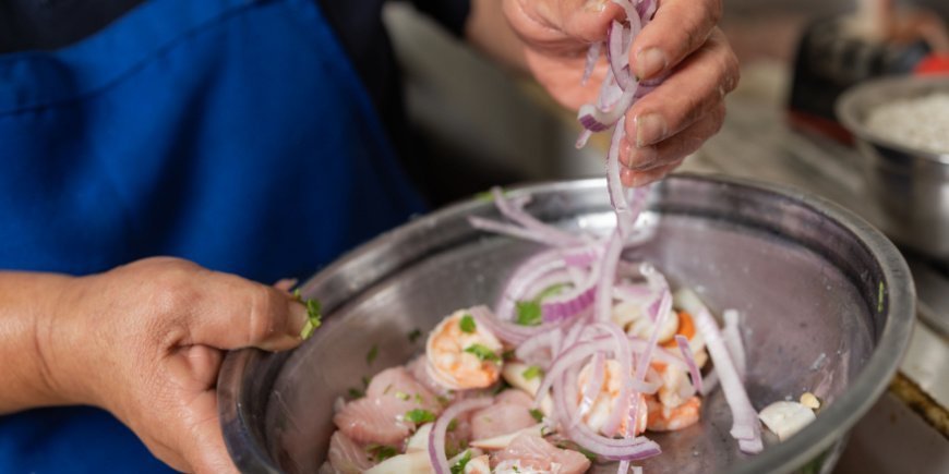 Person prepares ceviche