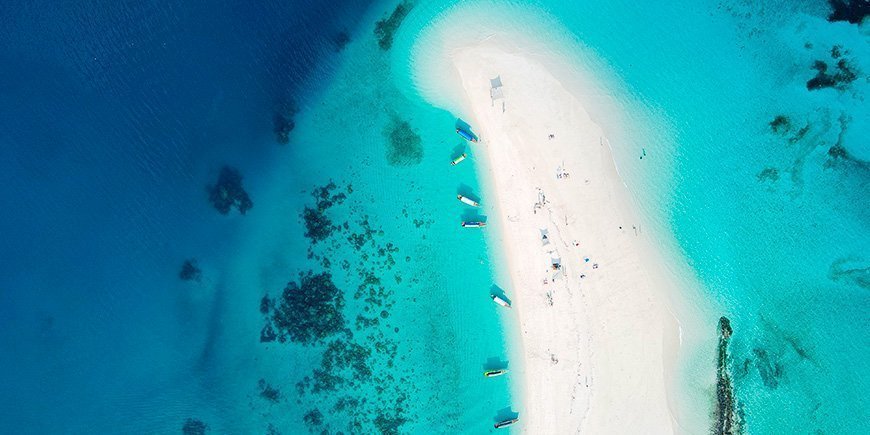 Overview from Nakupenda Sandbank at Zanzibar