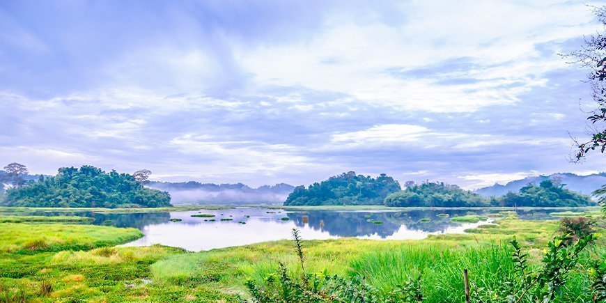 View of Crocodile Lake in Nam Cat Tien National Park in Vietnam