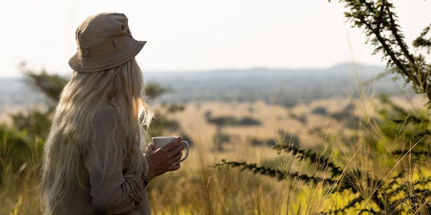 Woman looking at the horizon in Tanzania