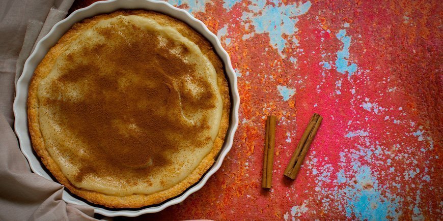 Homemade South African pie - Melktert