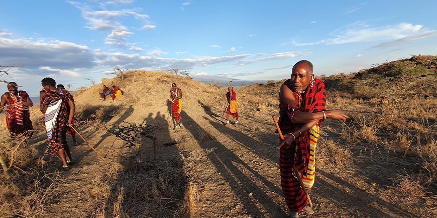 Maasai people in the Osiligilai Maasai Lodge