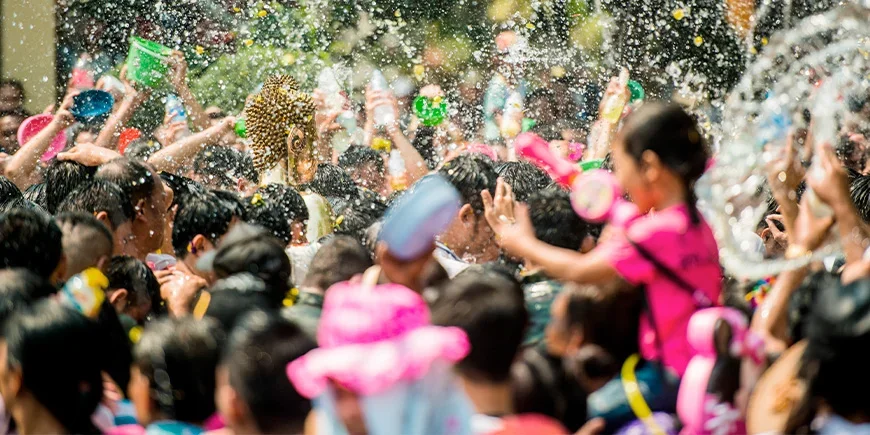 Water fight in Thailand’s streets during Songkran