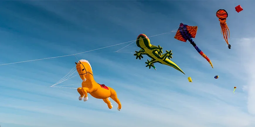 Kites flying in the sky at the Māori new year