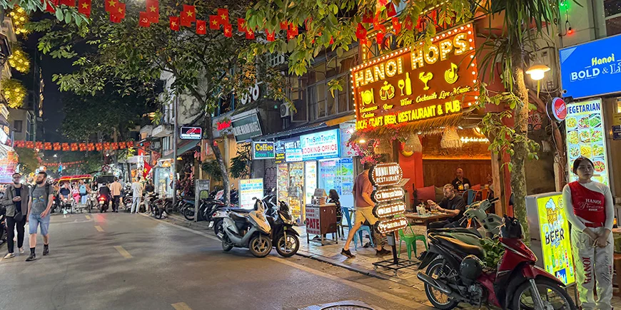 Street in Hanoi after dark