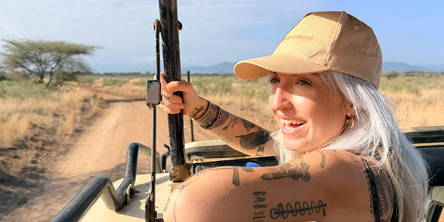Cat on safari in Kenya