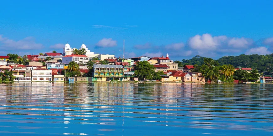 The island of Flores in Guatemala seen from the water