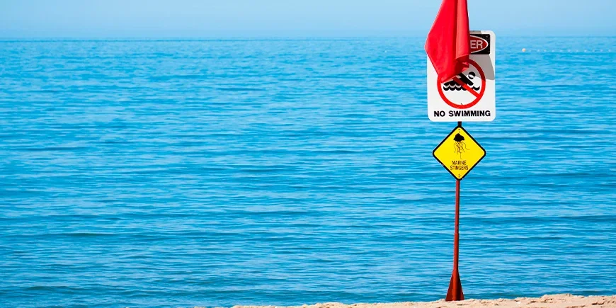 Warning sign on a beach in Australia