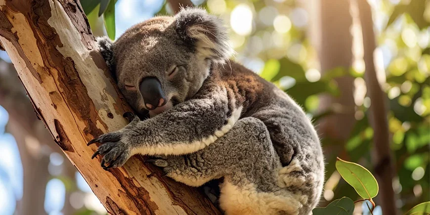 Koala sleeping in a tree