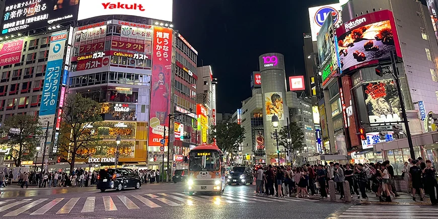 Shibuya Crossing seen from street level