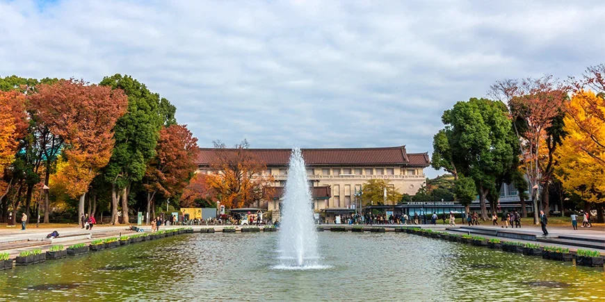 Tokyo National Museum surrounded by autumn colours