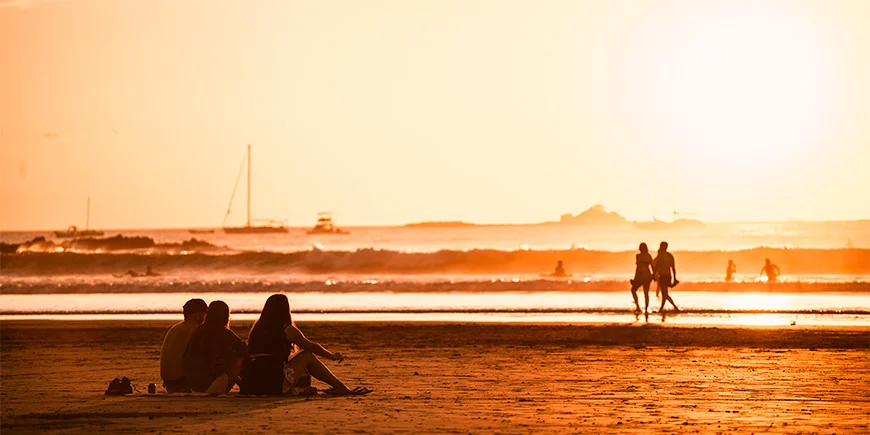 sunset on a beautiful beach in Tamarindo