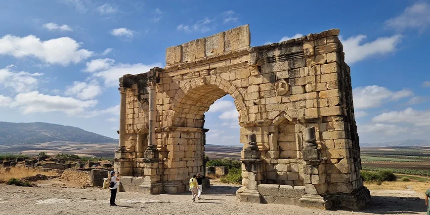Triumphal arch in the ruined city of Volubilis