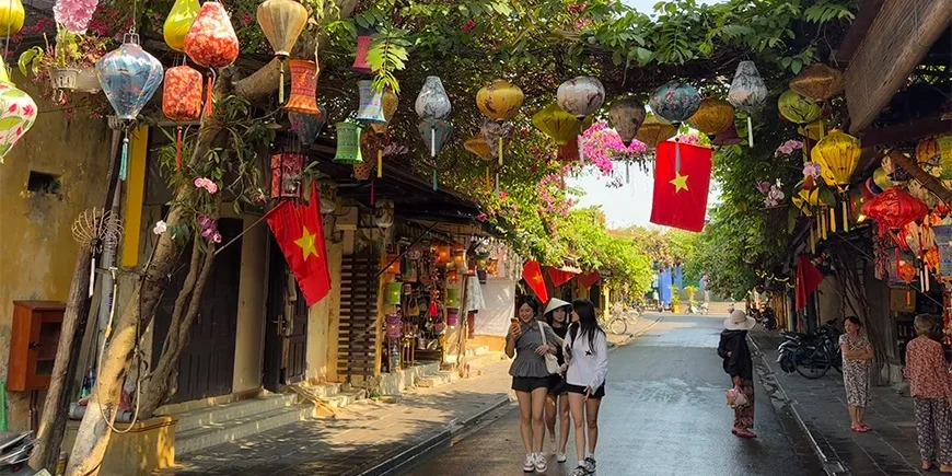 Beautiful street with lanterns in Hoi An