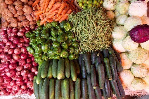Colourful vegetables at the town’s market