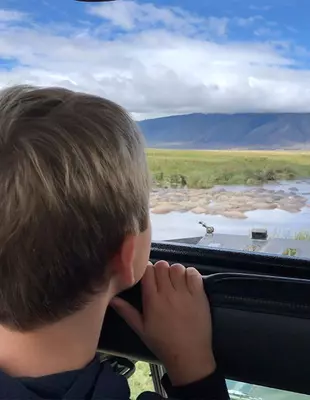 Boy on safari in Tanzania