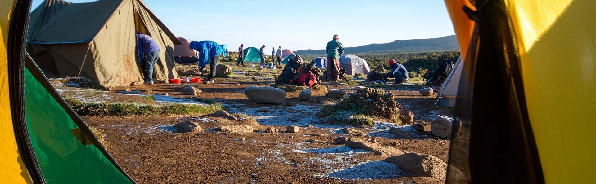 View through a tent at Kilimanjaro camp