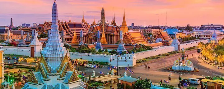 Grand Palace in Bangkok at sunset