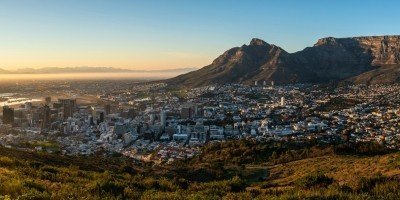 Cape Town seen from above in the sunset light