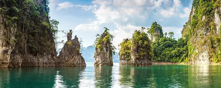 Limestones in Cheow Lan Lake in Khao Sok National Park
