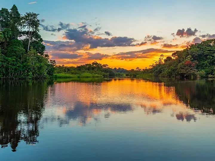 Sunset over the Amazon River