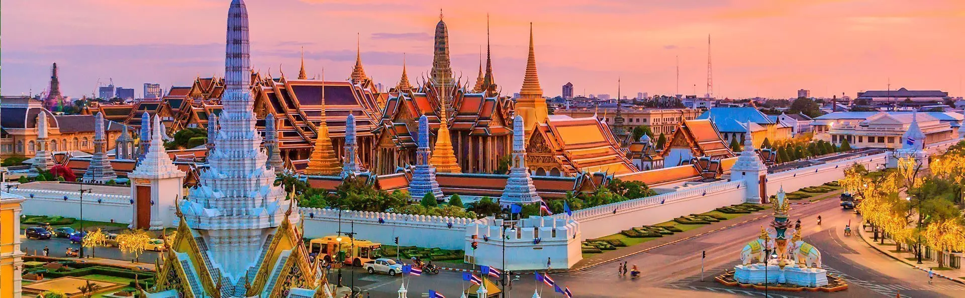 Grand Palace in Bangkok at sunset
