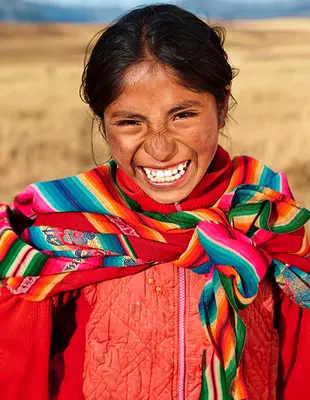Peruvian girl wearing national dress, Sacred Valley