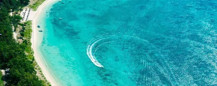 Aerial view of the eastern coast of Mauritius