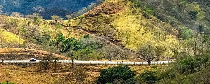 Clear view of Arenal Volcano with blue sky in Costa Rica