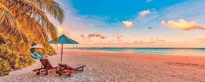 Beach at sunset in Mauritius