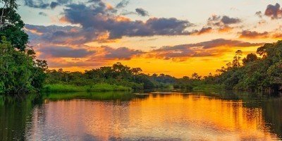 Sunset over the Amazon River