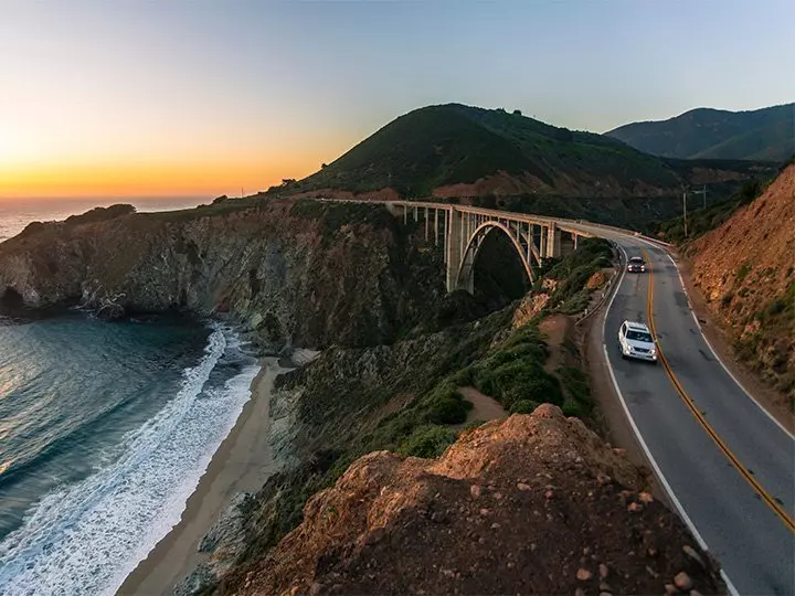 Sunset over Bixby Bridge in California