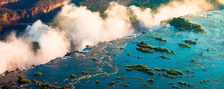 View from Victoria Falls at sunset
