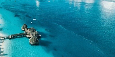 aerial view of beach on zanzibar