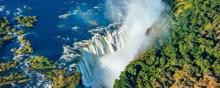 Aerial view of Victoria Falls in Zambia