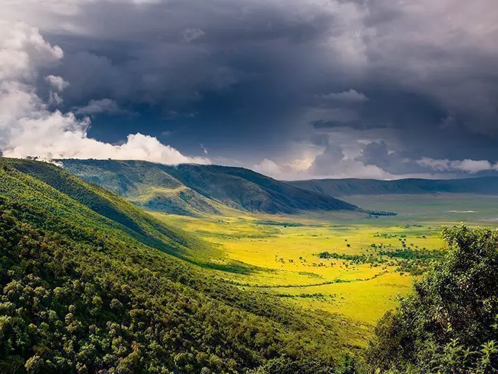 Cloudy day at the Ngorongoro Crater in Tanzania